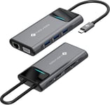 Station d'accueil USB C,9 en 1 Retour aux résultats avec RJ45 Gigabit Ethernet,HDMI 4K,VGA,100 W PD,lecteur de carte SD/TF,3 ports USB 3.0,adaptateur pour MacBook Pro/Air,Surface Pro/iPad(Q919)