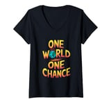 Womens One World One Chance Climate Change Awareness V-Neck T-Shirt