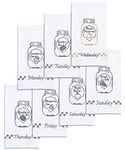 Jack Dempsey Stamped White Decorative Hand Towels, Mason Jars Days Of The Week Set of 7, Cotton