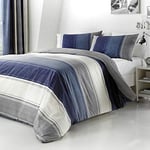 Fusion - White & Grey Wide Stripe Duvet Cover - Super King Bedding Size (26x 220cm) - Contemporary Stripe Duvet Cover in Grey - Grey Lined Bedding Set - Betley Classic Collection