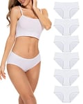 Culotte Femme Coton sous-vêtements Femme Stretch Taille Moyenne Panties Slip Respirant Multipack Paquet de 6, Blanc XL