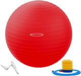 Signature Fitness Anti-Burst and Slip Resistant Exercise Ball Yoga Ball Fitness Ball Birthing Ball with Quick Pump, 2,000-Pound Capacity, Red, 18-inch, S