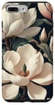 Coque pour iPhone 7 Plus/8 Plus Magnolias crémeux élégants sur fond sombre