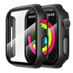 seacosmo [2 Pièces Coque Protection écran pour Apple Watch 40mm Série Se/6/5/4, Verre Trempé Intégré Antichoc Robuste Anti-Rayures et Contour TPU+PC pour Watch Series 6/5/4/SE 40mm - Noir