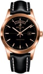 Breitling Watch Transocean Black Red Gold Leather Tang Type