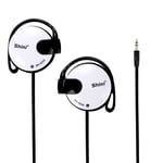 WHITE Écouteurs stéréo avec fil, 3.5mm, casque de sport, basse, crochet d'oreille, pour ordinateur Mp3, pour téléphone portable Xiaomi iPhone Samsung ""Nipseyteko