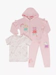 Brand Threads Kids' Peppa Pig Three Piece Cotton Jogger Set, Pink