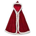 Halloween Juldräkter Kvinnor Flickor Sammet Huva Kåpa Röd Robe Mrs Santa Claus Kostym Cape 120cm(120cm)