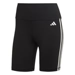 adidas Women's Training Essentials 3-Stripes High-Waisted Short Leggings, Black, XXS