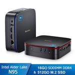 Mini PC Blackview MP60 Mini PC 16 Go DDR4 512 Go SSD,Intel Alder Lake N95 3.40 GHz,Windows 11,2.4-5G WiFi - Noir