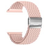 Nepfaivy Bracelet en Nylon Compatible avec Apple Watch 41mm 40mm 38mm Femme Homme, Bracelet Elastique Sport de Remplacement Réglable pour watch SE/8/7/6/5/4/3/2/1(S,Sable Rose)