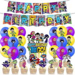 Teen Titans Go Temafest Dekorationer Banner Ballonger Tårta Toppers