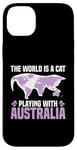 Coque pour iPhone 14 Plus Le monde est un chat qui joue avec l'Australie World Map Traveler