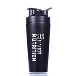 Pulver - Tasse Shake en acier inoxydable - Proteine Shaker - Sans BPA - 1000ml - Shaker - Noir