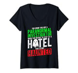 Womens Paranormal Investigator: Haunted Hotel V-Neck T-Shirt