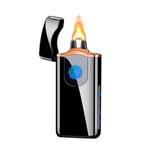 Lighter, Electric Arc Lighter USB Rechargeable Lighter Windproof Flameless Lighter Plasma Lighter with Battery Indicator (Upgraded) for Fire, Cigarette, Candle - Outdoors Indoors,Black-ice