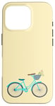 Coque pour iPhone 16 Pro Vélo rétro bleu pour fille avec panier de fleurs