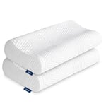 Lot de 2 oreillers en Mousse à mémoire de Forme réglable en Hauteur - Ergonomique - Coussin de Soutien de la Nuque - Amovible et Lavable - Convient pour Le Dos et Le côté