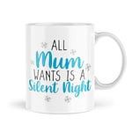 Tongue in Peach Funny Christmas Mugs | All Mum Wants is A Silent Night Mug | for Her Kids Hymn Joke Festive Holiday New Baby Baby's 1st Christmas | MBH2204