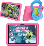 Tablette Enfants 10 Pouces,Tablette Enfants Avec Wifi,Tablette Android 13,8Ram,128Rom,Tablette Educative Netflix Avec 6000Mah Batterie,Contrôle Parental,Bluetooth,Double Camera(Rose)