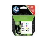 Set Original Genuine HP 364XL Black + 364 Cyan Magenta Yellow 4 Ink Multi Combo