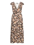 Mango Floral Wrap Neckline Dress Svart