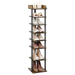 Mondeer Étagère à Chaussures à 7 Niveaux, Rangement des Chaussure Étroit en Bois Style Industriel pour les Entrées Couloir Salon Chambres, 28 x 28 x 113 cm, Brune Rustique