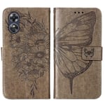 Oppo A17 läppäkotelo Butterfly-kohokuvioidulla Pu-nahalla seisontatuen luottokorttikotelon suojus