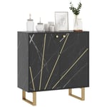 HOMCOM Buffet de Rangement, Meuble de Rangement, avec 2 Portes et étagère réglable, 76 x 35 x 77 cm, Armoire de Rangement avec Pieds en métal, pour Salon Salle à Manger, Ton marbre Noir