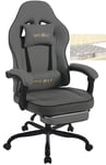 WOLTU Chaise Gaming, Fauteuil Gaming, avec Coussin à Ressorts Ensachés, Chaise Ergonomique, Charge 150kg, Appui-tête, Support Lombaire, Repose-Pieds, Tissu Technique, Gris, GS10gr