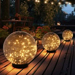 Éclairage D'Extérieur Lampe Boule Solaire LED de Jardin Fumée Pointe 3er Set