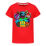 Unisex T-shirt för barn (pojkar/flickor) med Geometry Dash-motiv - Casual sommar-T-shirt med korta ärmar, 7-14 år Red 160cm