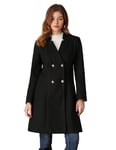 GRACE KARIN Femme Robe Manteau Manches Longues Décontracté Chaud en Hiver à la Mode Col en V Double Boutonnage Noir XL