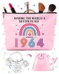 60th Birthday Gifts Women - 1964 Birthday Makeup Bag and Inspirational Keychain, 60 Year Old Birthday Gift Ideas for Sister, Teacher, Coworker, Mother Day Keychain and Cosmetic Bag