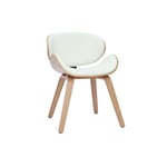 Chaise design blanc et bois clair walnut