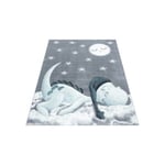 Tapis bleu pour chambre d'enfant rectangle Dino 150x80 CM - Bleu