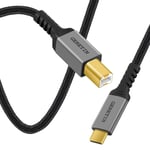 Câble D'Imprimante Usb C Câble Type C Mâle Vers Usb B Mâle Cable Scanner Usb-C Vers Usb-B Nylon Tressé Compatible Avec Macbook Pro Air Ipad Pro Air Imac Xps Hp Epson Canon Brother [CAB131594]