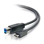 C2G USB Cable, USB 3.0 Cable, USB C to B Cable, Compatible with Thunderbolt 3 Tablet, Chromebook Pixel, Samsung Galaxy TabPro S, LG G6, Macbook, Black, 10 Feet (3.04 Meters), Cables to Go 28867