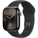 Apple Watch Series 10 42mm Slate Titanium Case GPS + Cellular Sport Band (S/M)[Black]