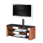 Premier Housewares 3-Tier Flatscreen TV Unit, 140 x 127 x 58 cm - Walnut/Black Tempered Glass