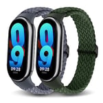 MYAPULUA Bracelet Mi Band 8/Bracelet Mi Band 9,Tressée Solo Loop pour Xiaomi mi Band 8/mi Band 9/mi Band 9 NFC,Remplacement Réglable Nylon Élastique mi band 8 bracelet Femme Homme