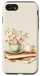 Coque pour iPhone SE (2020) / 7 / 8 Aquarelle Sauge Green Flower Books And Coffee