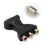 Connecteur HDMI vers 3 RGB/RCA composant, adaptateur vidéo audio numérique convertisseur de signal pour HDTV tO AV – Portable