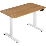 Woltu - Bureau Assis Debout Électrique avec Plateau 120x60cm, Réglable en Hauteur, Chêne + Cadre Blanc TS162eiw