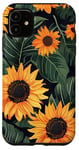 Coque pour iPhone 11 Peinture noire moderne en forme de tournesol tropical, « Don't Care Bear »