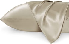 Bedsure Satin Pillow Cases 2 Pack - Taupe Pillowcase for Hair and Skin Standard