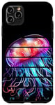 Coque pour iPhone 11 Pro Max Méduse lumineuse arc-en-ciel rétro - Créature de la mer profonde