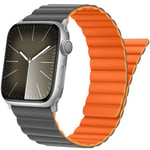 Tasikar Compatible avec Bracelet Apple Watch 42mm (Séries 10) 41mm 40mm 38mm, Bracelet de Silicone avec Fermeture Magnétique pour iWatch Ultra SE Séries 10 9 8 7 6 5 4 3 2 1 (Gris Orange)