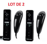 2x 2n1 Manette Wiimote Nunchuk Intégré Motion Plus Pou Nintendo Wii Noir
