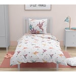 Home Linge Passion Parure de Couette Enfant 100% Coton 57 Fils - Blanc - Roupillon - Paradise - 140x200 cm